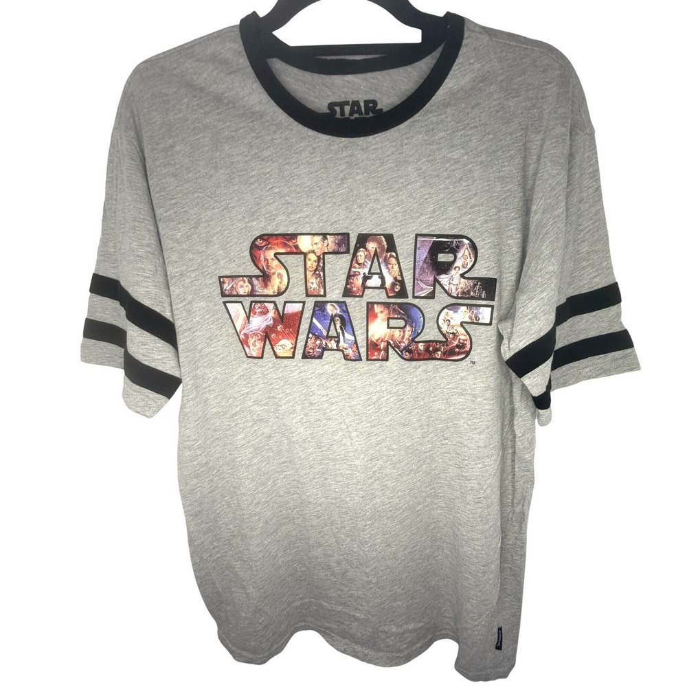 Disney Parks x Our Universe Star Wars The Skywalker Saga Grey Ringer T-Shirt Med